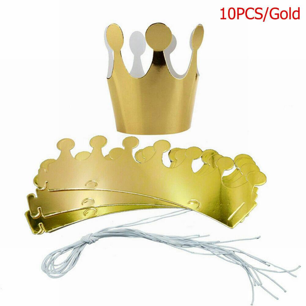 Gerich Paper Crown Hats Prince Princess Birthday Party Hat,Gold 10 Pcs 